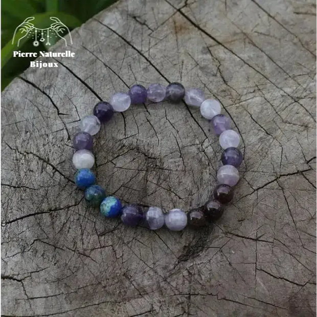 Bracelet "Amitié" en Lapis-lazuli, Améthyste et Grenat