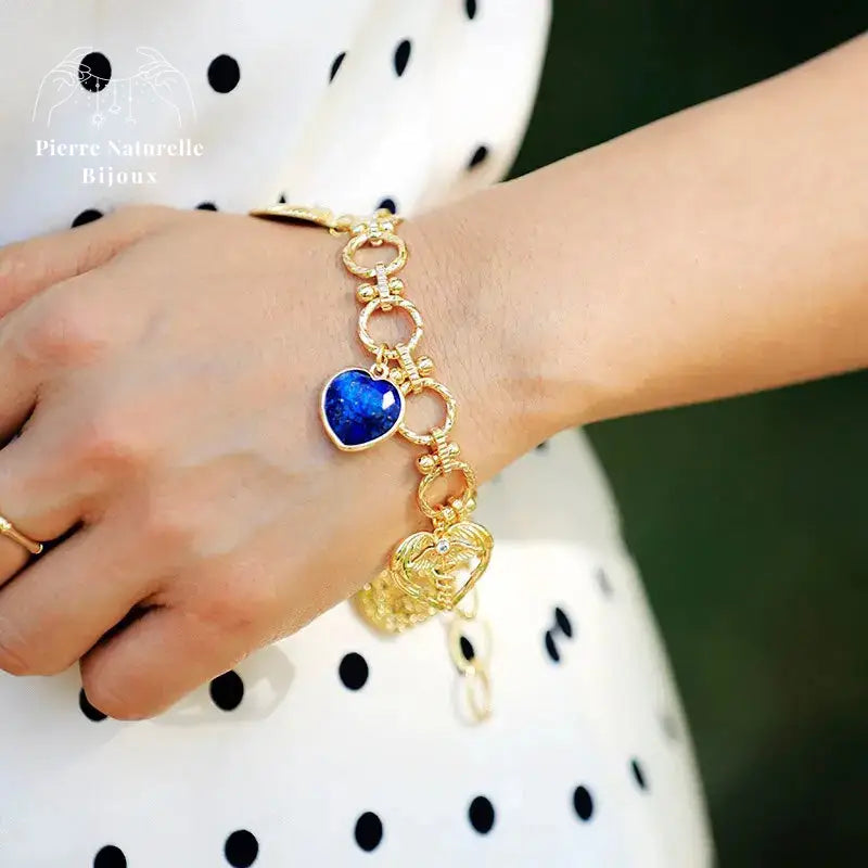 Bracelet "Cœur" en Lapis-lazuli | Bracelets | pierre naturelle bijoux