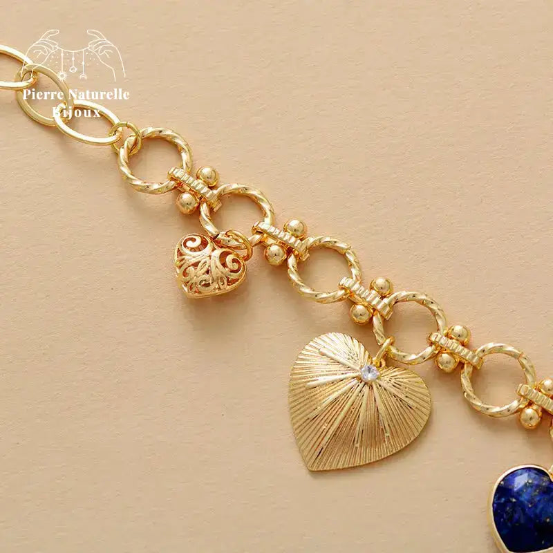 Bracelet "Cœur" en Lapis-lazuli | Bracelets | pierre naturelle bijoux