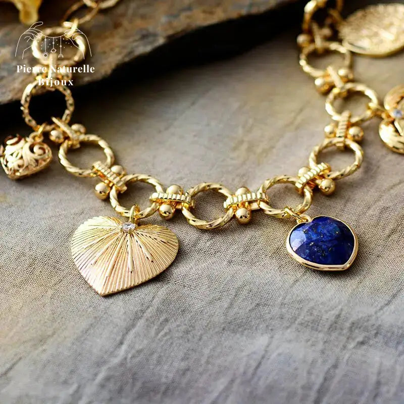 Bracelet "Cœur" en Lapis-lazuli | Bracelets | pierre naturelle bijoux