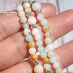 Bracelet mala 108 perles en Amazonite avec charm lotus | Bracelets | pierre naturelle bijoux