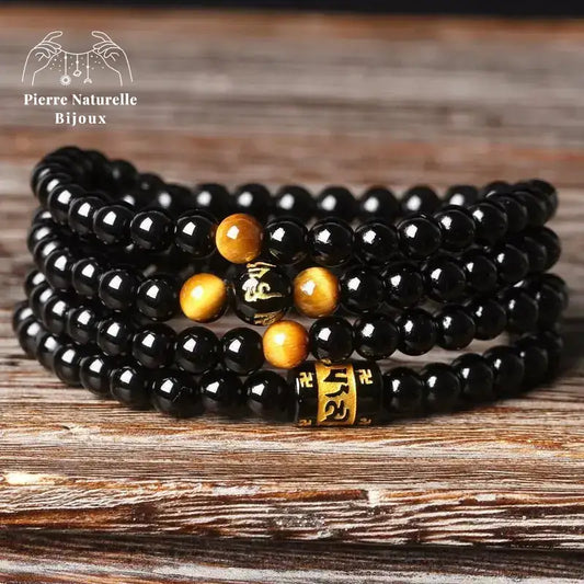 Bracelet mala 108 perles en Onyx | Bracelets | pierre naturelle bijoux