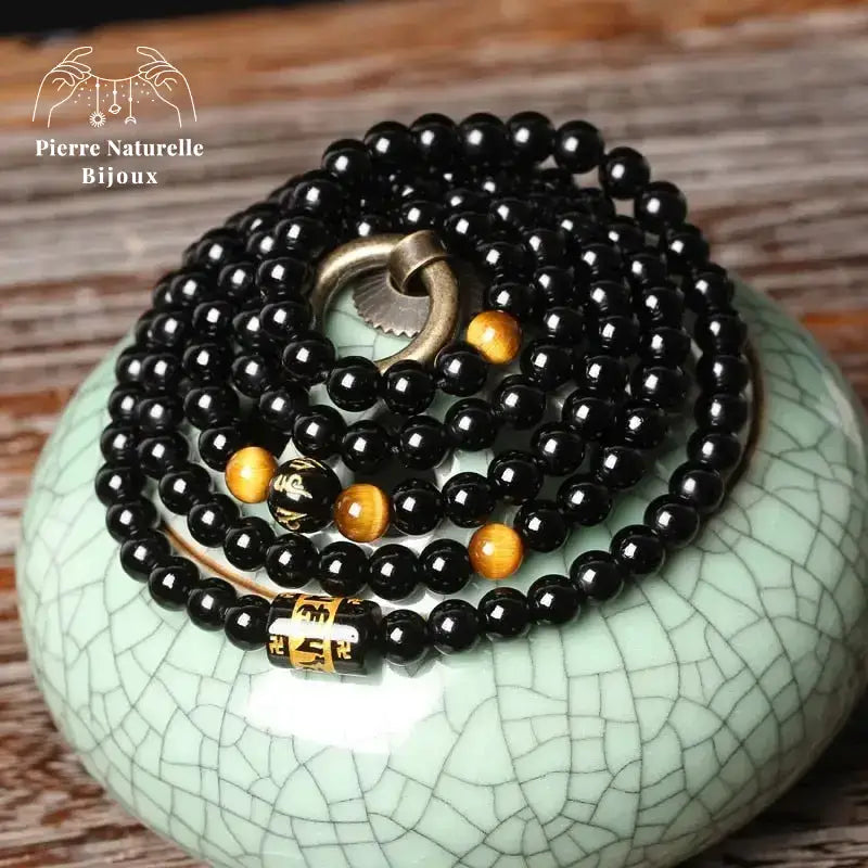 Bracelet mala 108 perles en Onyx | Bracelets | pierre naturelle bijoux