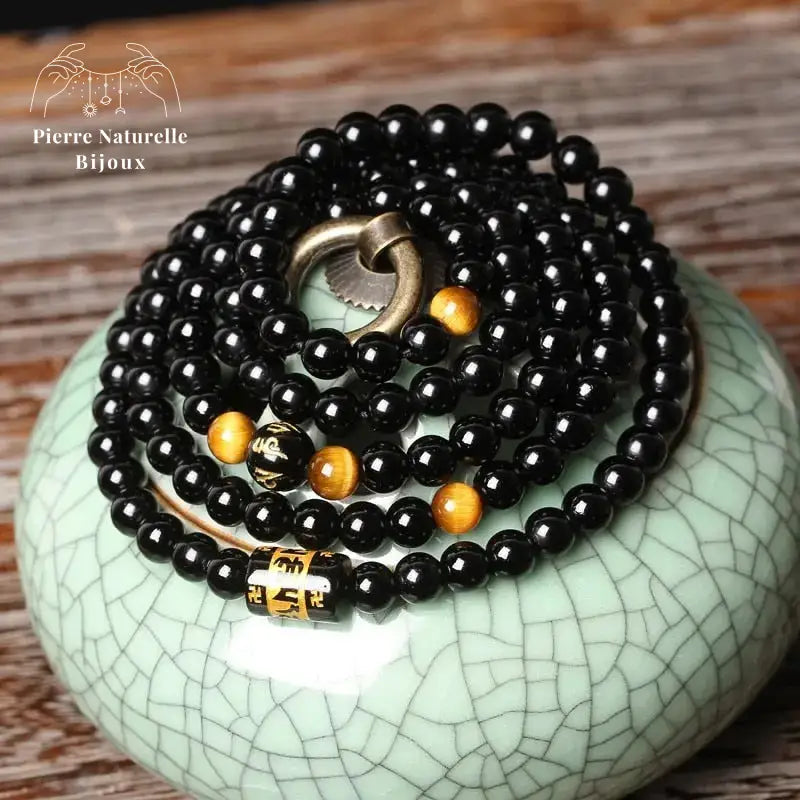 Bracelet mala 108 perles en Onyx | Bracelets | pierre naturelle bijoux
