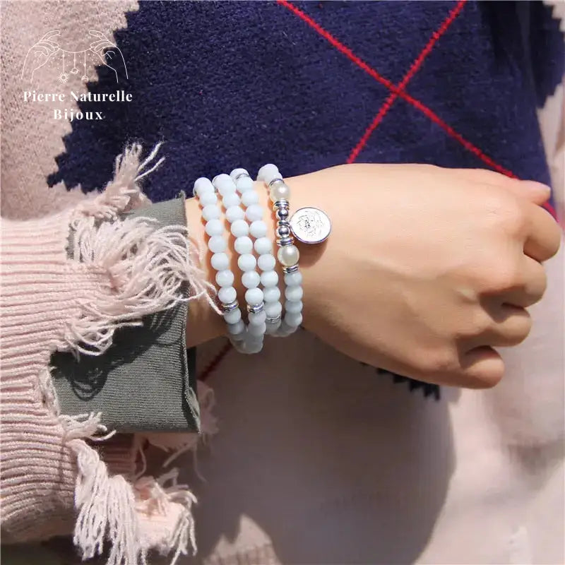 Bracelet mala "Océan" en Aigue marine | Bracelets | pierre naturelle bijoux