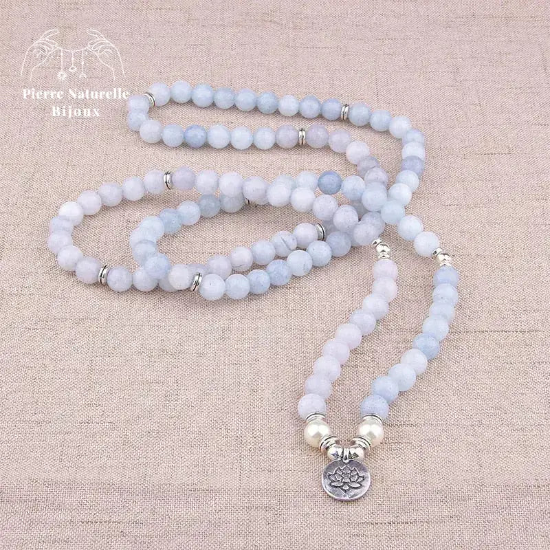 Bracelet mala "Océan" en Aigue marine | Bracelets | pierre naturelle bijoux
