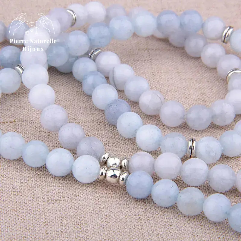 Bracelet mala "Océan" en Aigue marine | Bracelets | pierre naturelle bijoux