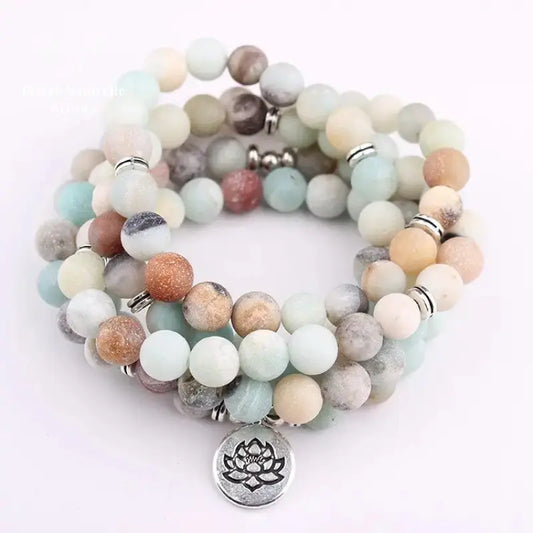 Bracelet mala "Protection" en Amazonite avec charm | Bracelets | pierre naturelle bijoux
