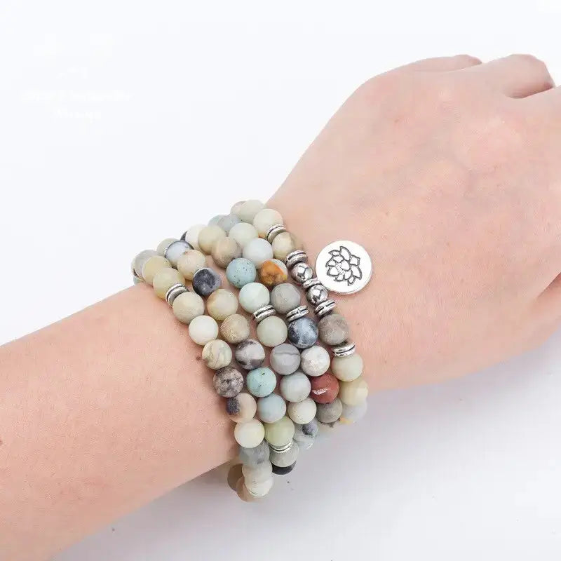 Bracelet mala "Protection" en Amazonite avec charm | Bracelets | pierre naturelle bijoux