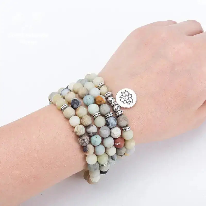 Bracelet mala "Protection" en Amazonite avec charm | Bracelets | pierre naturelle bijoux
