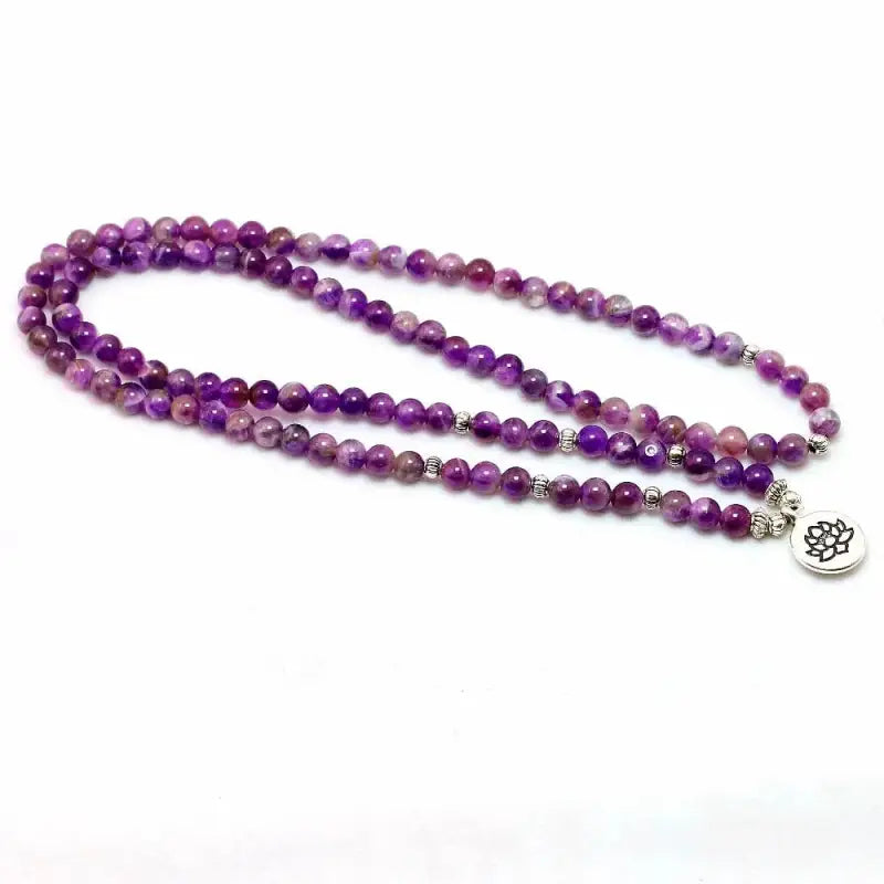 Bracelet mala "Libération" en Améthyste avec charm | Bracelets | pierre naturelle bijoux