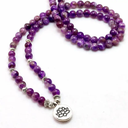 Bracelet mala "Libération" en Améthyste avec charm | Bracelets | pierre naturelle bijoux
