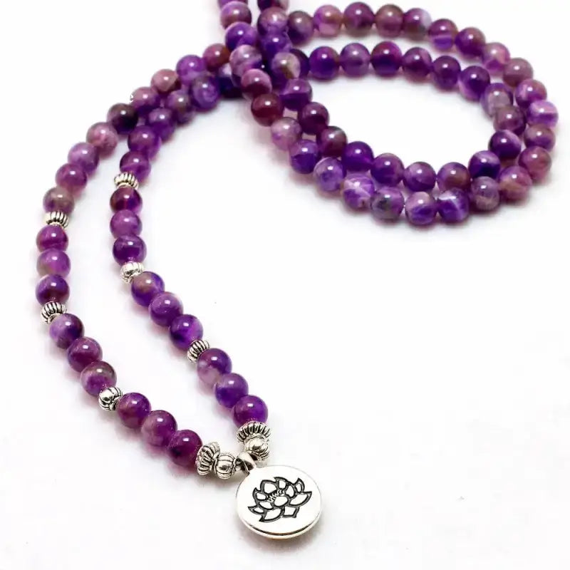 Bracelet mala "Libération" en Améthyste avec charm | Bracelets | pierre naturelle bijoux