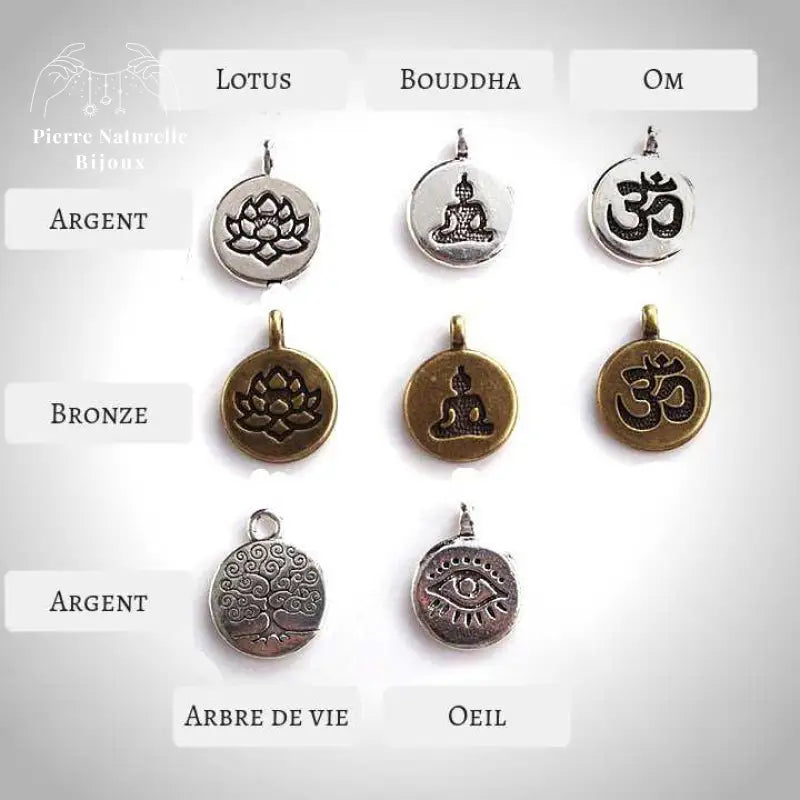 Bracelet mala en Apatite avec charm | Bracelets | pierre naturelle bijoux