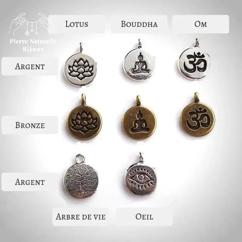 Bracelet mala en Apatite avec charm | Bracelets | pierre naturelle bijoux