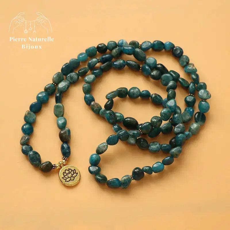 Bracelet mala en Apatite avec charm | Bracelets | pierre naturelle bijoux