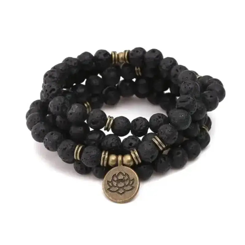 Bracelet mala avec charm en Pierre de lave | Bracelets | pierre naturelle bijoux