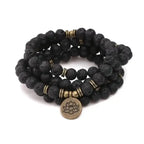 Bracelet mala avec charm en Pierre de lave | Bracelets | pierre naturelle bijoux