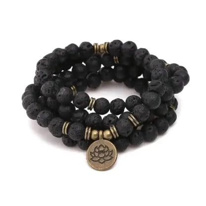 Bracelet mala avec charm en Pierre de lave | Bracelets | pierre naturelle bijoux