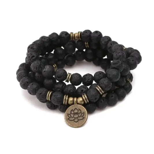 Bracelet mala avec charm en Pierre de lave | Bracelets | pierre naturelle bijoux