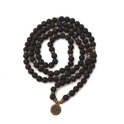 Bracelet mala avec charm en Pierre de lave | Bracelets | pierre naturelle bijoux