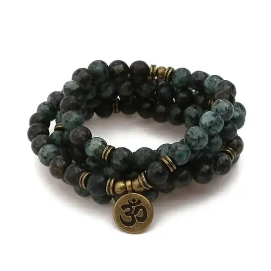Bracelet mala avec charm en pierre Jaspe | Bracelets | pierre naturelle bijoux