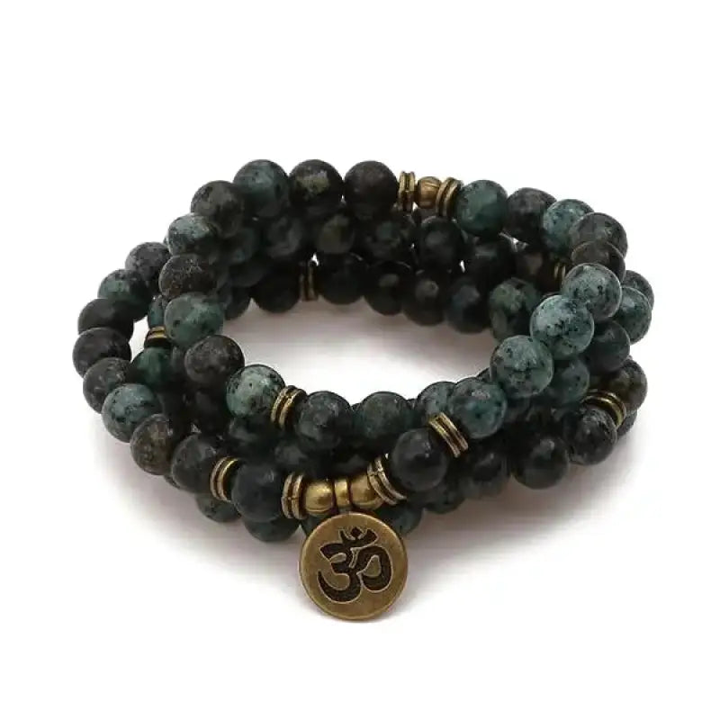 Bracelet mala avec charm en pierre Jaspe | Bracelets | pierre naturelle bijoux