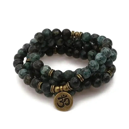 Bracelet mala avec charm en pierre Jaspe | Bracelets | pierre naturelle bijoux