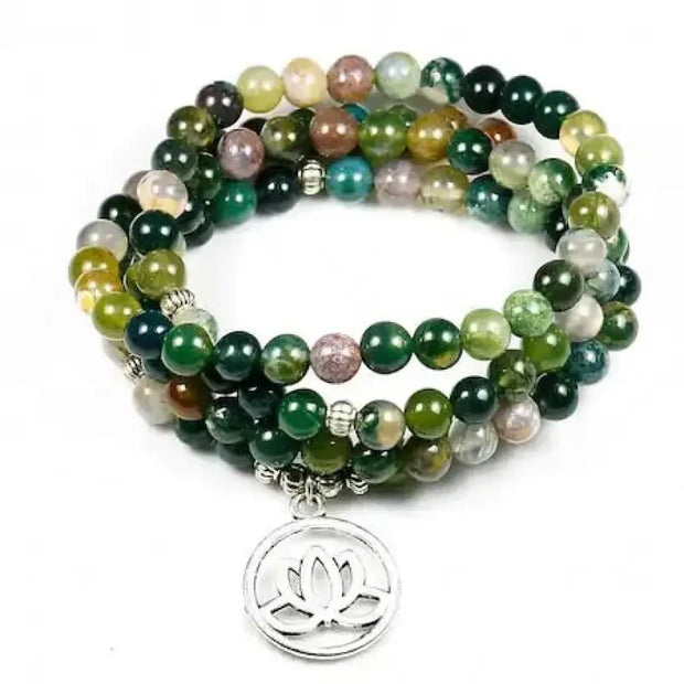 Bracelet mala "Prière" avec charm lotus