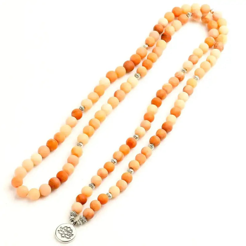Bracelet mala en Aventurine pêche avec charm | Bracelets | pierre naturelle bijoux