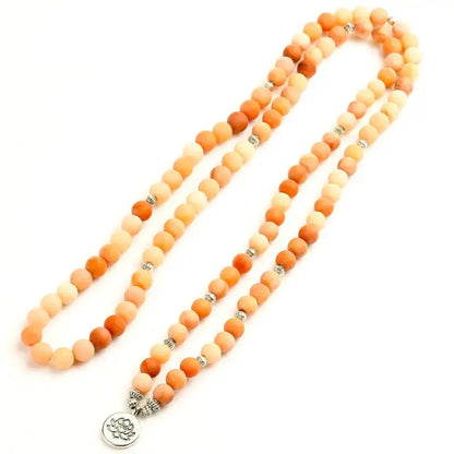 Bracelet mala en Aventurine pêche avec charm | Bracelets | pierre naturelle bijoux