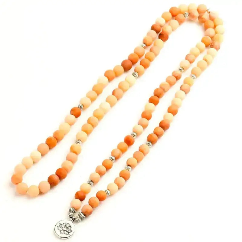Bracelet mala en Aventurine pêche avec charm | Bracelets | pierre naturelle bijoux