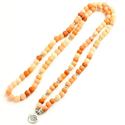 Bracelet mala en Aventurine pêche avec charm | Bracelets | pierre naturelle bijoux