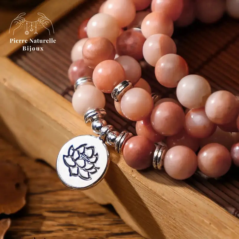 Bracelet mala en Aventurine rose | Bracelets | pierre naturelle bijoux