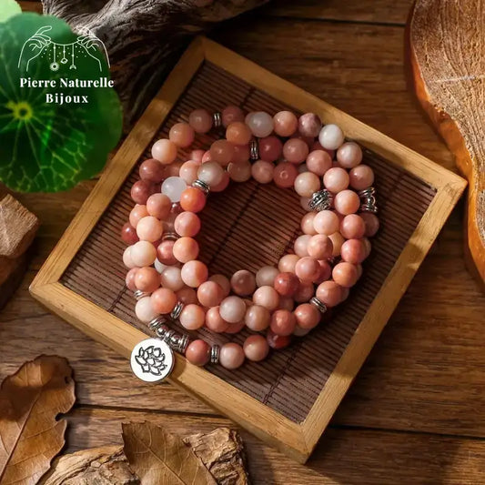 Bracelet mala en Aventurine rose | Bracelets | pierre naturelle bijoux