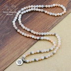 Bracelet mala "Lotus" en Aventurine rose avec charm | Bracelets | pierre naturelle bijoux