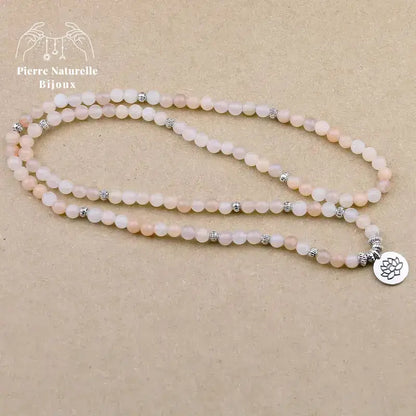 Bracelet mala "Lotus" en Aventurine rose avec charm | Bracelets | pierre naturelle bijoux