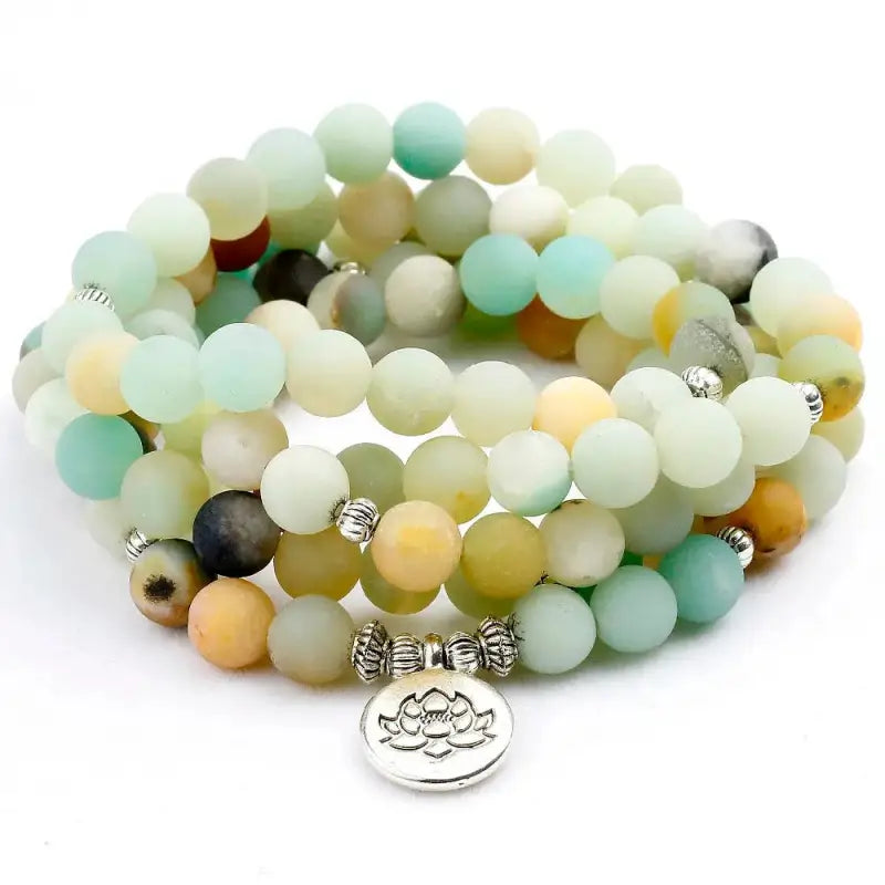 Bracelet mala "Apaisement" en Amazonite avec charm | Bracelets | pierre naturelle bijoux