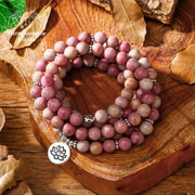 Bracelet mala en Rhodonite avec charm | Bracelets | pierre naturelle bijoux