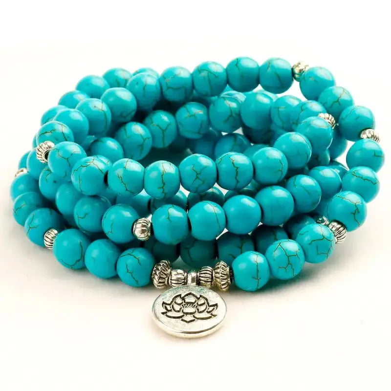 Bracelet mala en Turquoise avec charm | Bracelets | pierre naturelle bijoux