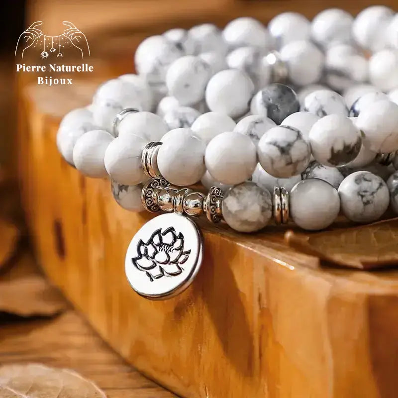Bracelet mala en Howlite | Bracelets | pierre naturelle bijoux