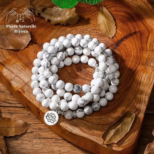 Bracelet mala en Howlite | Bracelets | pierre naturelle bijoux