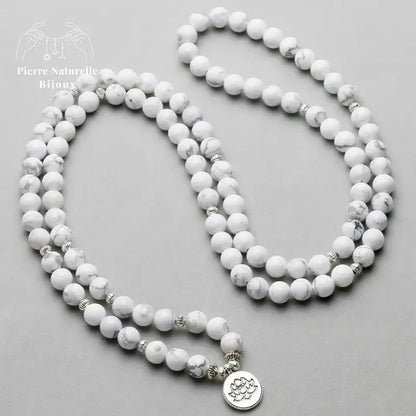 Bracelet mala "Cohérence" en Howlite avec charm | Bracelets | pierre naturelle bijoux