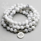 Bracelet mala "Cohérence" en Howlite avec charm | Bracelets | pierre naturelle bijoux