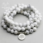 Bracelet mala "Cohérence" en Howlite avec charm | Bracelets | pierre naturelle bijoux