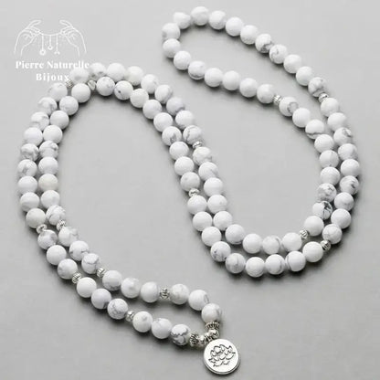Bracelet mala "Cohérence" en Howlite avec charm | Bracelets | pierre naturelle bijoux