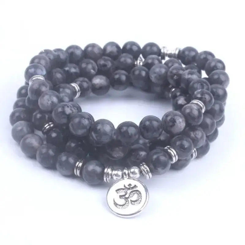 Bracelet mala en Labradorite avec om