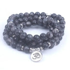Bracelet mala en Labradorite avec om