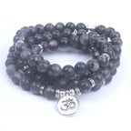 Bracelet mala en Labradorite avec om