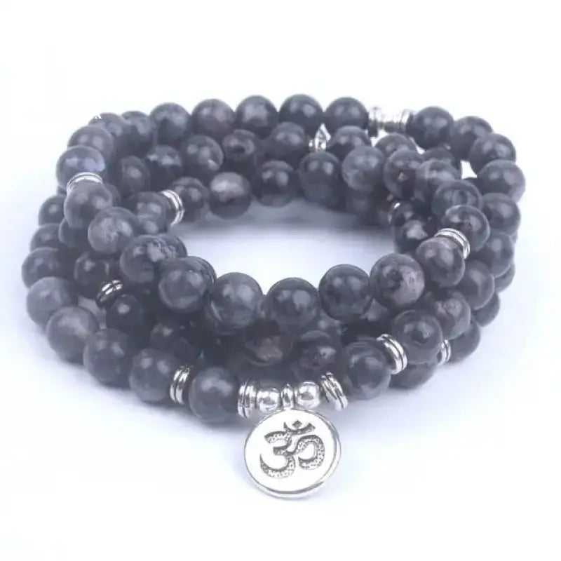 Bracelet mala en Labradorite avec om